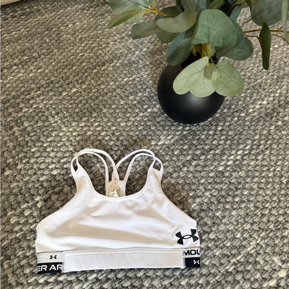 Under Armour Girls Kids Armour HeatGear Sports Bra White Size M Youth